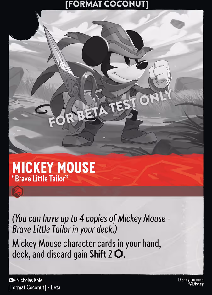 Mickey Mouse — Brave Little Tailor Format Coconut character card