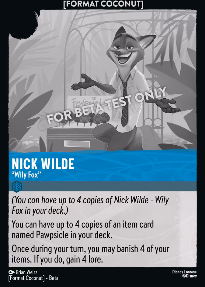 Nick Wilde — Wily Fox Format Coconut character card