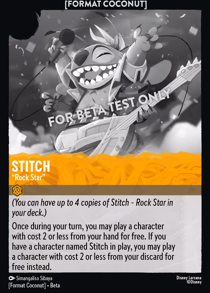 Stitch — Rock Star Format Coconut character card